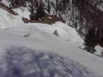 Aufstieg Riffelsattel, bedenklich durchfeuchtete Wechten und Schneedecke mit Schneemäulern