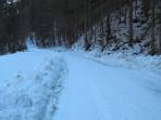 Straße im Hagenbachgraben geräumt, bei 3/4 der Strecke reichte die dünne gewalzte Schneedecke aber noch zum Fahren,...